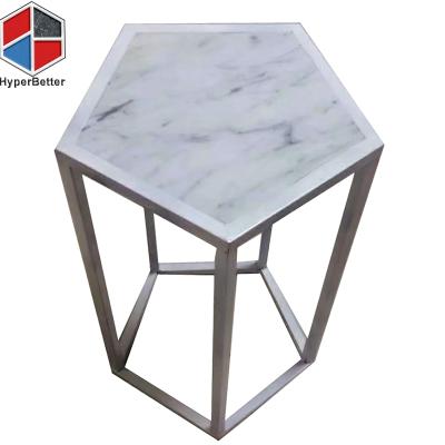 China Pentagon Adjustable Modern Living Room White Marble Side Tables (Size) Small for sale