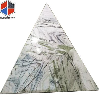 China (Size) White and Green Veins Adjustable Triangular Marble Dining Table Top for sale