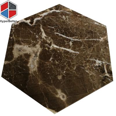 China Sustainable Hot Sale Luxury Marble Stone Hexagon Brown Coaster for sale