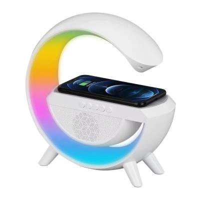 China 2023 New Mini BT Wireless Speaker Lamp Table Speakers Alarm Clock Portable Multi-function Fast Wireless Charger for sale