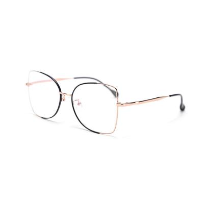 China YS009 Popular Polygon Glass Half Frame Nylon Glasses Optical Frames With Gold Frames Anti Myopia Blue Light Glasses for sale