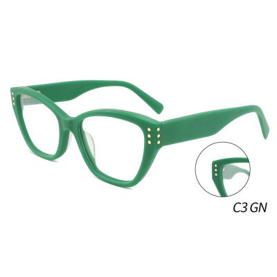 China Simple Green Thick Rectangle Frame Glass Acetate Optical Frames FG1413 Women Optical Glasses for sale