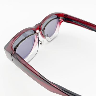 China UV400& FOS07 Fashion Polarized High Quality Fit Over Sunglasses Large Round Frame Gradient Red Sunglasses for sale