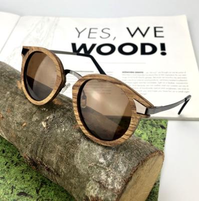 China Low MOQ Newest KRZM10384C Wholesale Round Log Recycled Glasses Polarized Bamboo Temples Sunglasses For Outdoors for sale