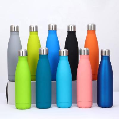 China Business Soft Touch Stainless Steel Rubber Coated Water Bottle Double Wall Insulated Cola Shaped Hot Or Cold for sale