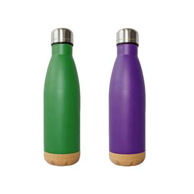 China Wholesale Viable Grade Vacum Water Bottle 304 Cork Stainless Steel 500ml Custom Cork Water Bottle With Lid for sale