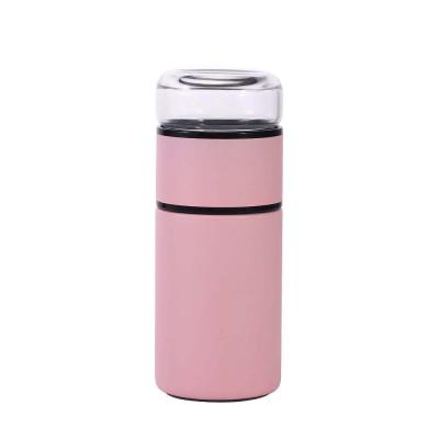 China High Quality Heat Resistant Unbreakable Glass Water Bottle Stocked With Tea Infuser Tea Bottle Stainless Steel Rose For Girls Women for sale