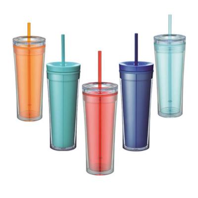 China Wholesale 2021 hot-selling 500ml fashion double wall design plastic tumbler cup clear plastic stocked for sale