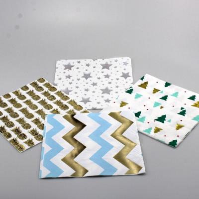 China Golden colorful printing decorative tissue napkins factory manufacturer for sale