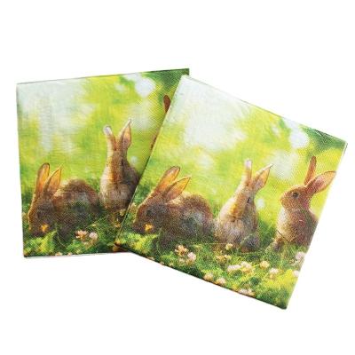 China Colorful Premium Quality Rabbit Printed Easter Towel Napkins For Fiesta Party for sale