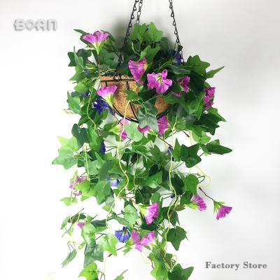 China Morning Glory Flowers Hanging Wall Decor Touch Decoration Artificial Silk Flower Real for sale