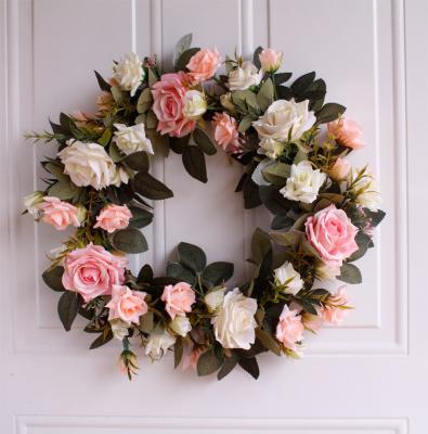 China Real-touch Camellia Roses Artificial Silk Garland Wedding Flower For Wall Decor for sale