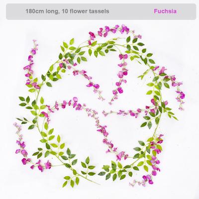 China Designs Wedding Hanging 10 Tassels Artificial Silk Flower Wisteria Vines For Wall Ceiling Decoration for sale