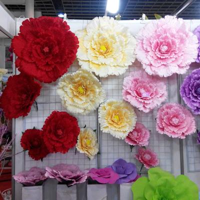 China Large flower party wedding background stage rose flocking large peony decorative flower large flower for sale