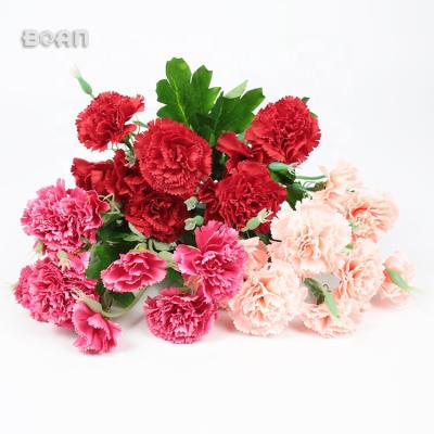 China 5 Large Small Blooms+ 5 10 Branch Silk Red Flower Heads Carnation Floral Artificial For Florists for sale