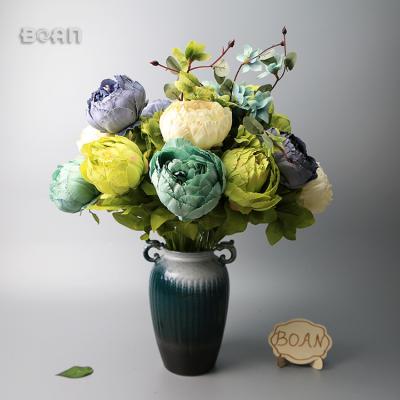 China 6 factory direct high quality hand made silk flower hydrangea fruit water blooms+2 buds+3 foam hydrangea wedding flower for decoration with flower bouquet peony silk for sale