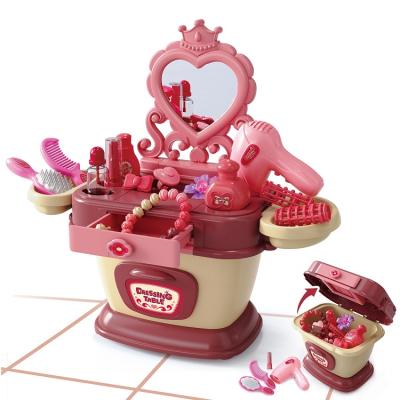 China 2022 New Design Simulated Dressing Table Make Up Toy Set Multifunctional Pretend Play Kids Makeup Kit For Girls for sale