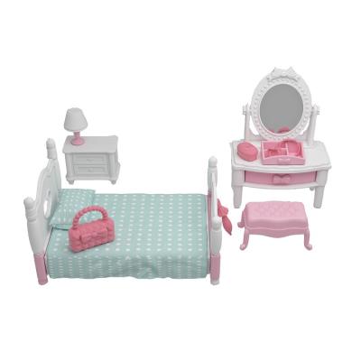 China Rich Mini Accessories Toy Furniture Bedroom Living Room Set Kids Role Play Furniture Toys With Color Box for sale