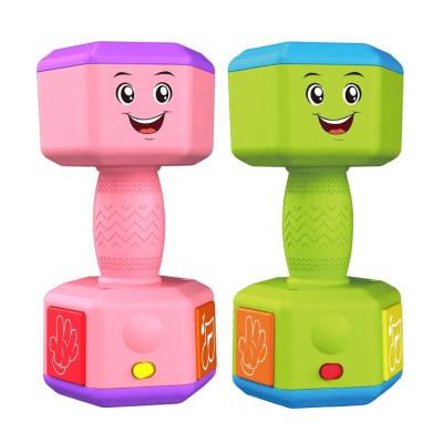 China With Music And Projector Sound Rotating Musical Dumbbell Shaking Baby Toy Projection Educational Lighting Toys With Sound for sale