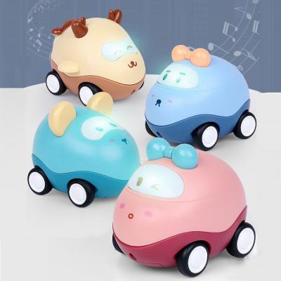 China Mini Cartoon Design Musical Lighting Sliding Mini Cartoon Cars Animal Baby Play Toys Baby Toy Car With 4 Styles for sale