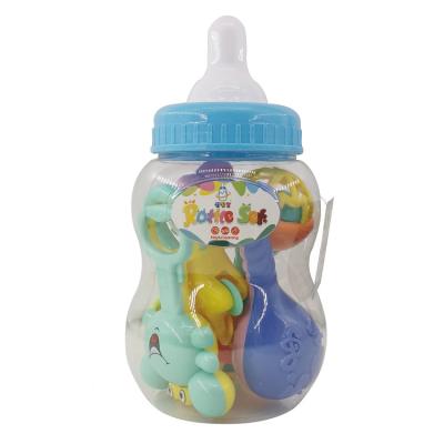 China 5 Styles 5 PCS Baby Rattles Milk Bottle Ring Bells New Design Cute Baby Rattle Toys Set With Care Bottle Packaging for sale