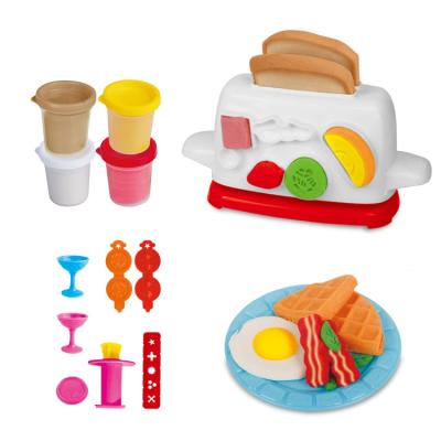 China Rich Accessories Toaster Bread Maker Plasticine Clay Play Dough Tools Fork Knife Playdough Toys With 240g Color Clay for sale