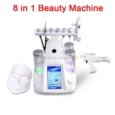 China Acne Treatment 8in 1 Hydra Dermabrasion Face Oxygen Water Cleansing BIO RF Light Jet Peel Vacuum Skin Care Massage Machine for sale