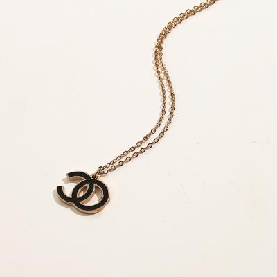 China Fashion Women Letter CC Necklace Stainless Steel TRENDY Alphabet X Necklace Sweater Chain Pendant Jewelry for sale