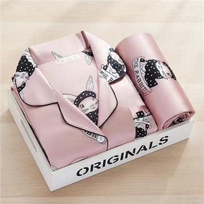 China QUICK DRY Ice Drop Silk Pajamas Women Long Silk Wrap Plus Size Homewear Suit Winter Silk Pajamas Sleepwear for sale