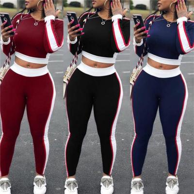 China QUICK DRY Contrast Long Sleeve Drop Shipping Sport Club Sets Fall Casual Two Piece Sets for sale