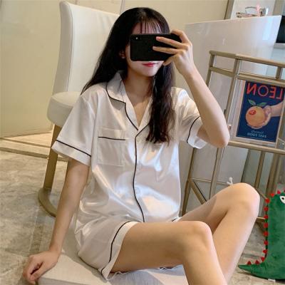 China QUICK DRY Ice Silk Cute Loungewear Drop Shipping Cardigan Pajamas Set Sleepwear Women Women Pajamas Sets for sale