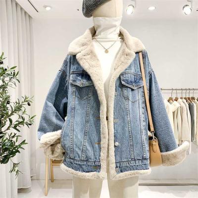 China 2021 Autumn Winter Loose Wild Lamb Plush Female Casual Style Single Breasted Single Breasted QUICK DRY Jackets For Women Denim Jacket Women for sale