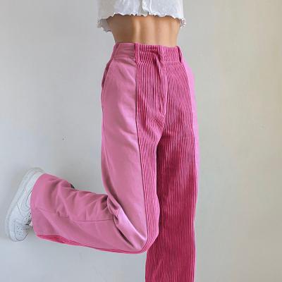 China Anti-wrinkle drop shipping straight leg loose corduroy pants women casual pants for women 2021 women's pants and trousers for sale