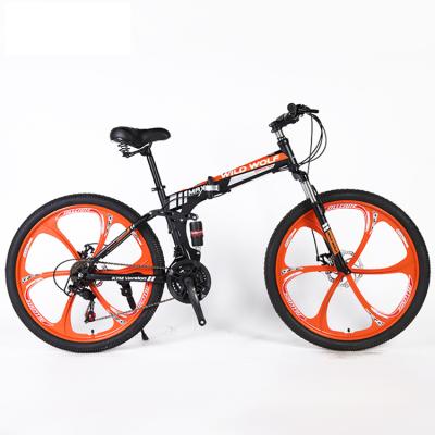 China Custom steel mens bike carbon steel frame disc brake shock absorption 26 29 inch double folding mountain bike mountainbike for sale Te koop