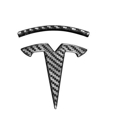 China Luxury Front/Trunk Logo Rear Logo Sticker For Tesla Model 3 Real Carbon Fiber Model 3 Tesla Model Y Accessories for sale