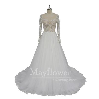 China Antistatic See Corset Wedding Dress Lace A Line Long Sheaths Dresses Wedding for sale