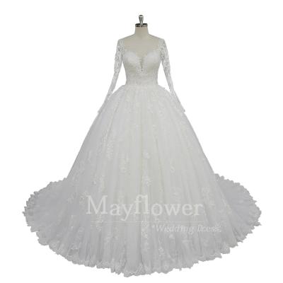 China Sweetheart Neckline Lace Ball Gown Anti-static Sparkle Deep Wedding Dress 2021 for sale