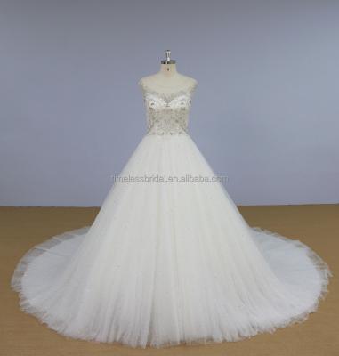 China Latest Design 2018 Anti-Static Embroidery Sleeveless Beaded Wedding Dress Alibaba for sale