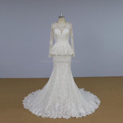 China Sweetheart Neckline Long Sleeves Wedding Dress Anti-static Deep Sleeves Mermaid Wedding Dress for sale