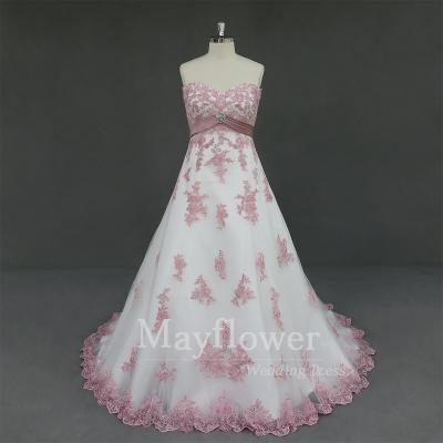 China Anti-static High Waist Wedding Dress Rose Lace Wedding Dress Real Pictures for sale