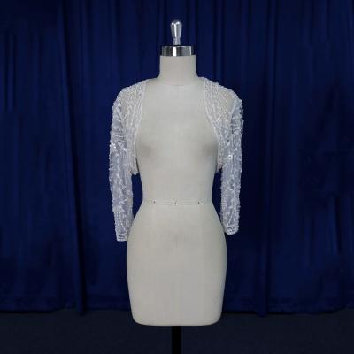 China Pretty Beaded Anti-Static Embroidery Wedding Bridal Accessaries Bolero Jacket For Brides for sale