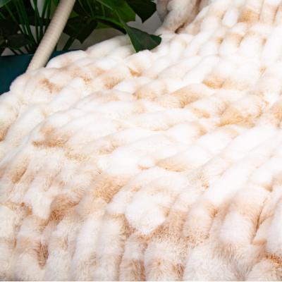 China Non-Toxic High Quality Luxury Fluffy Plush Stuffed Stock Faux Lamb Fur Faux Fur Throw Blanket With Cushion For Decoration for sale