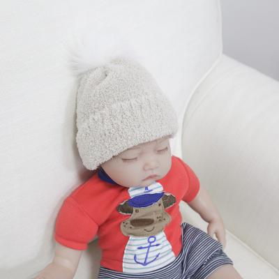 China Luxury Designer 3 Custom Logo OEM Daily Life 6 12 Month Winter Beanie Baby Warm Knitted Hats For Infant Kids for sale