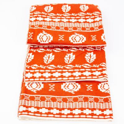 China Non-toxic Wholesale Ethnic Home Decor Jacquard Good Quality Soft Acrylic Knitted Throw Blanket for sale