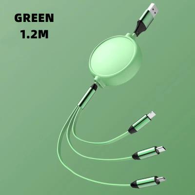 China Multi Function Data Transfer Cable Factory Price Stretchable Fast Charging 3-in-1 3A Data Cable For Computer Mobile Phone C Port 1.2M USB Universal Cable for sale