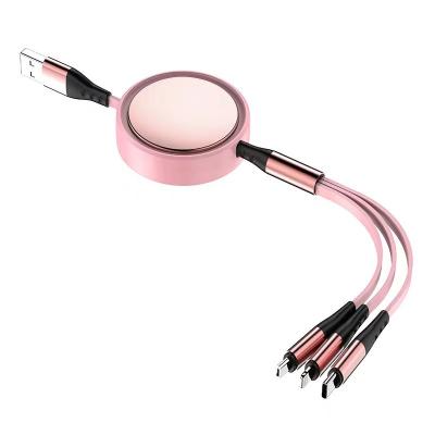 China Custom Universal Retractable Logo Multi Function Data Transfer Cable 3 in 1 3in1 USB Charger Multi Charging Cable for Micro Lightning Type-C for sale