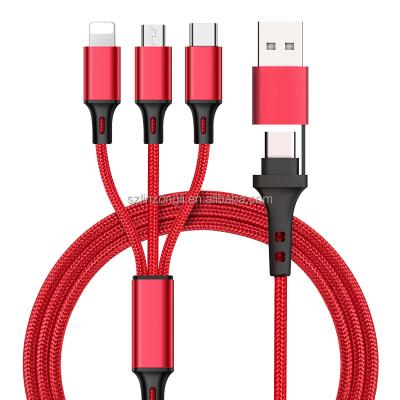 China Data Transfer Cable New Arrivals Premium Multi Function Usb C To Type Micro C 8pin All In One 5 In 1 3A Nylon Braided Fast Charging Cable For Iphone Android for sale