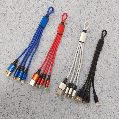 China Multi Function Data Transfer Cable Factory Price Manufacture Multi Short Fast Charging Cord Small Key Chain Charger Portable Charging Cable 3 In 1 for sale