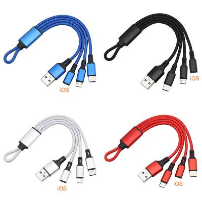 China Best Multi Function Data Transfer Cable Factory Selling Nylon Braid Phone Usb Multi Data Type C Fast 3 In 1 Gift USB Cable Charging Key Chain With Logo Fit For Customers customer needs for sale