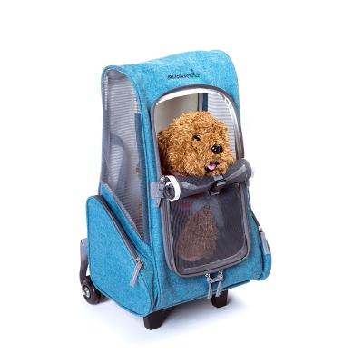 China 2019 Sustainable Promotional Rolling Cat Bag Collapsible Backpack Luxury Soft Sided Pet Carrier With Wheels for sale